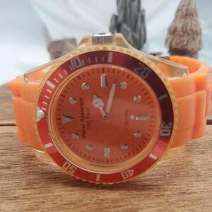 Orange Quartz Water Resistant Watch B3312 Stainless Steel Needs Batteries